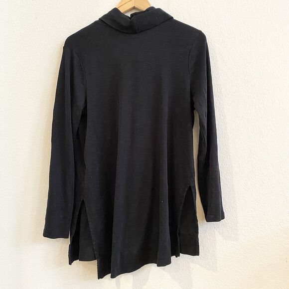 J Jill Womens Pima Cotton Cowl Neck Tunic Sz Medium Black Long Sleeve - Picture 9 of 9